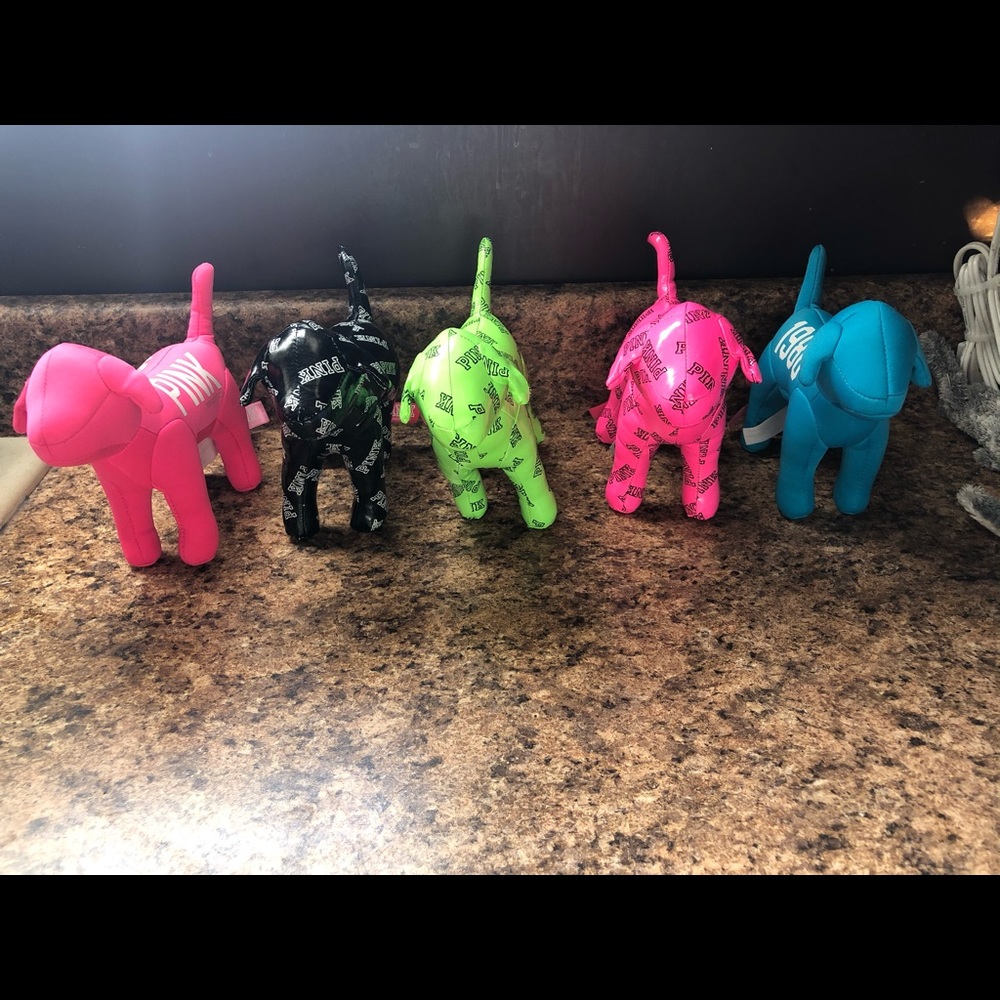 5 PINK VS plush dogs